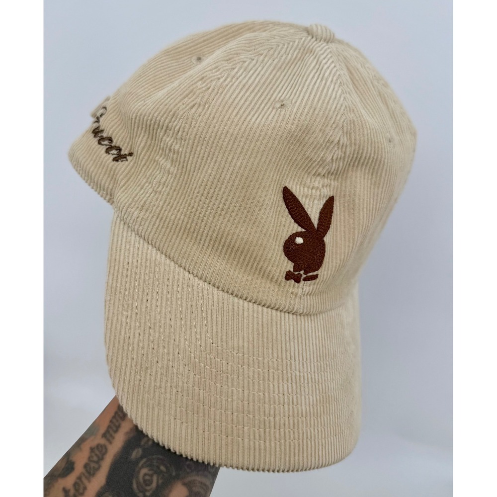 Playboy OG Lids Hat Wheat Cream Brown Logo Corduroy Adjustable 2023 Dad Cap